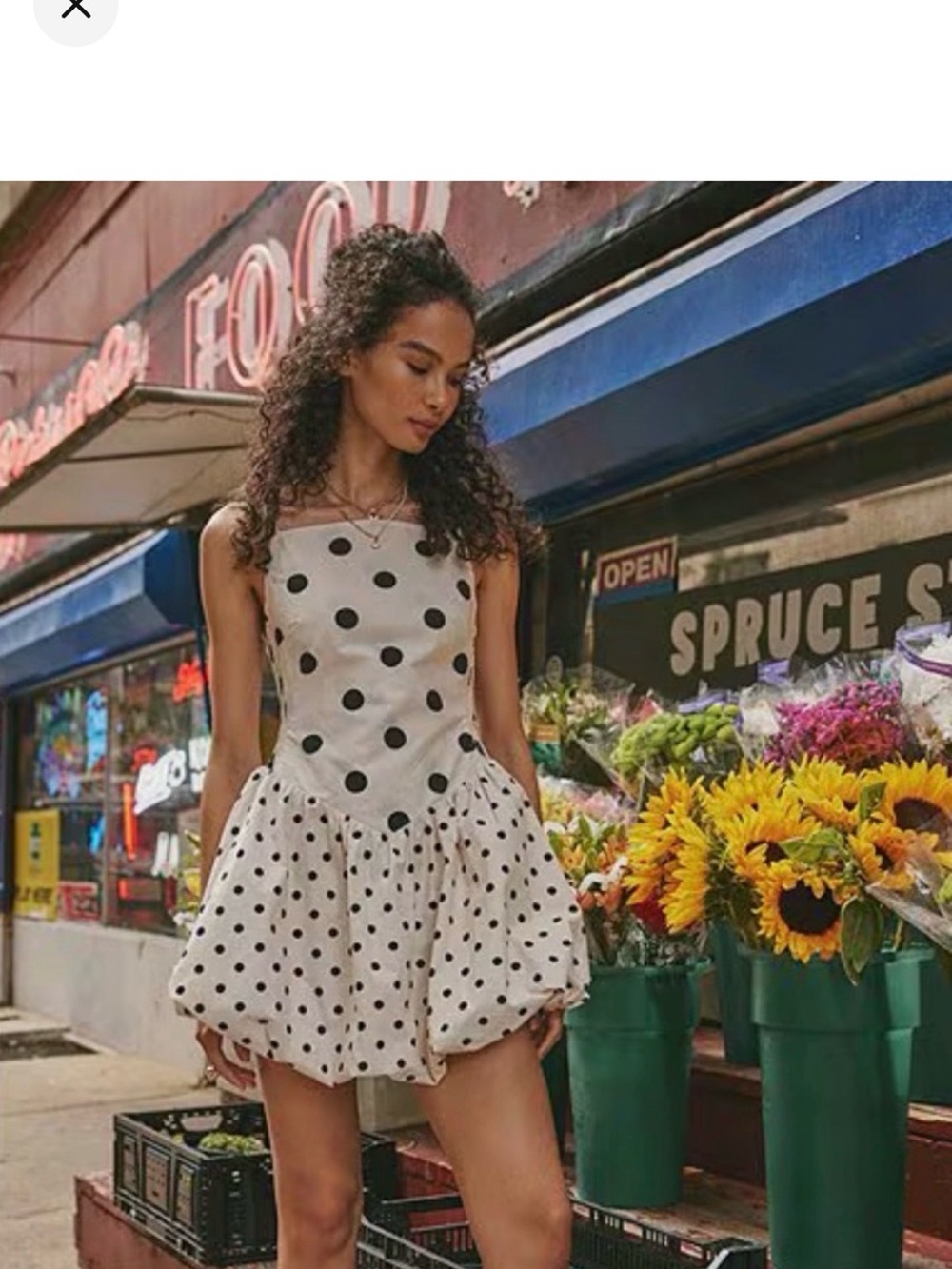Free People Misty Dress White Mini Dress with Black Polka Dots